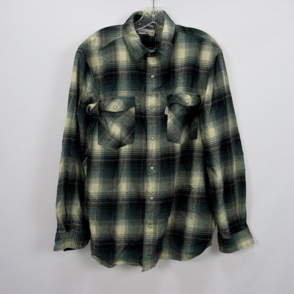 Carhartt Men's Plaid Snap Up LS Shirt size Large